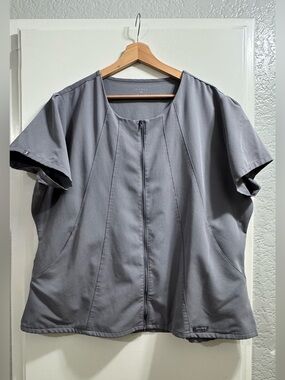 Jaanuu ,Women's Grey Zip Front
Scrub Top, Size 2X